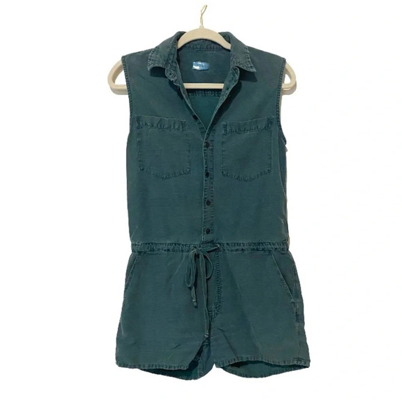 Mother Dark Green Tie Waist Romper Small (lightly flawed) - Picture 1 of 14